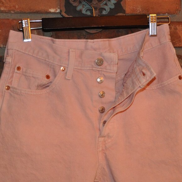 Levi's 501 Pastel Light Pink Button Fly Denim Straight Leg Jeans W28, L26 - Picture 4 of 7